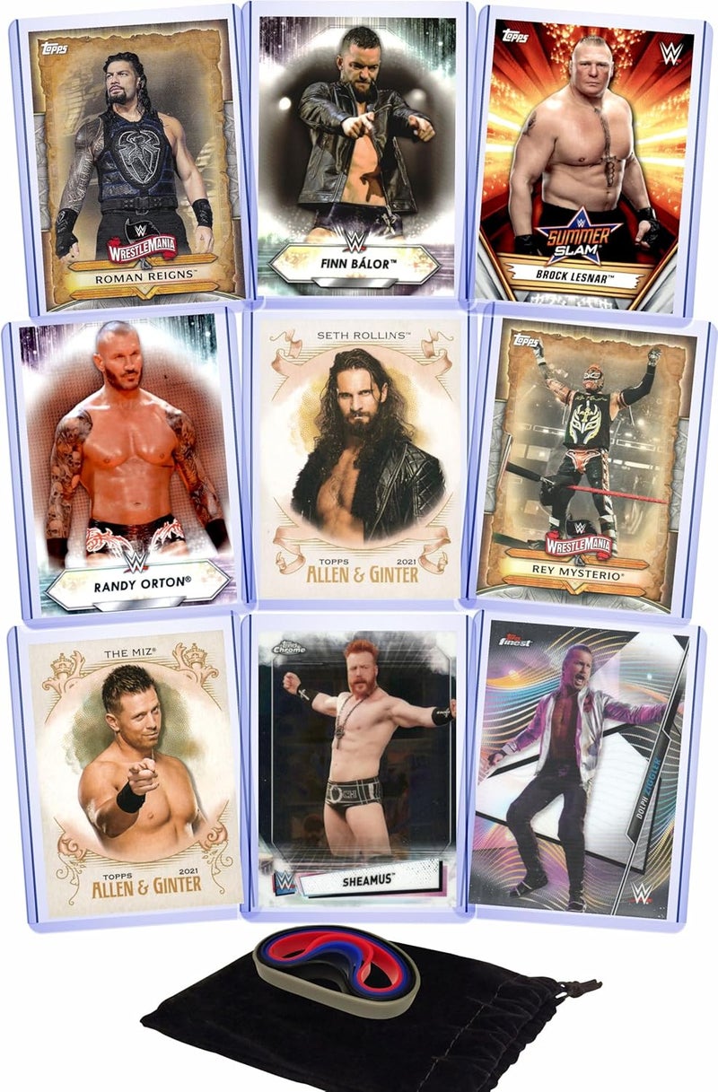 Chaser Wrestling Cards: Roman Reigns, Finn Balor, Brock Lesnar, Randy Orton, Seth Rollins, Rey Mysterio, The Miz, Sheamus, and Dolph Ziggler WWE Superstars Card (9) Gift Pack - Image 1